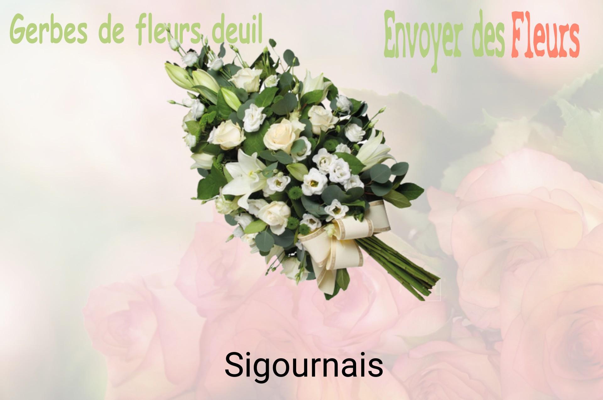 Gerbe de fleurs de deuil livrée à Sigournais